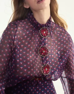 Discount Cynthia Rowley Prim Silk Organza Blouse RDNVY