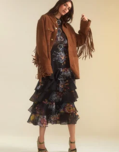 Hot Cynthia Rowley Prim Silk Organza Skirt BLKFL