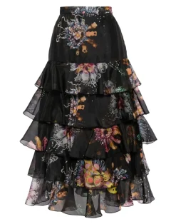 Hot Cynthia Rowley Prim Silk Organza Skirt BLKFL
