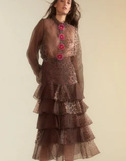 Fashion Cynthia Rowley Prim Silk Organza Skirt LEOPD