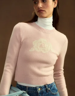 Online Cynthia Rowley Rosette Wool Cashmere Sweater PINK