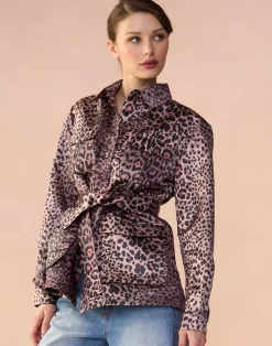 New Cynthia Rowley Satin Safari Jacket LEOPD