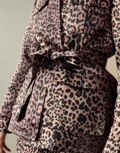 New Cynthia Rowley Satin Safari Jacket LEOPD