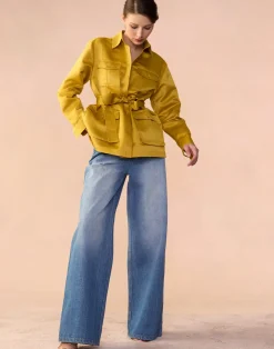 Hot Cynthia Rowley Satin Safari Jacket GLDYLW