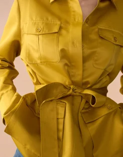 Hot Cynthia Rowley Satin Safari Jacket GLDYLW