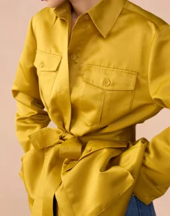 Hot Cynthia Rowley Satin Safari Jacket GLDYLW