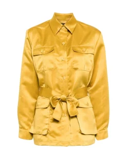 Hot Cynthia Rowley Satin Safari Jacket GLDYLW