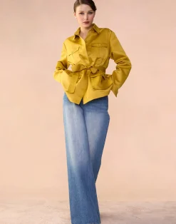 Hot Cynthia Rowley Satin Safari Jacket GLDYLW