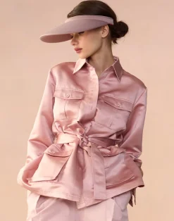 Online Cynthia Rowley Satin Safari Jacket MAUVE