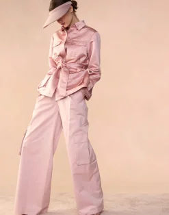Online Cynthia Rowley Satin Safari Jacket MAUVE