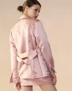 Online Cynthia Rowley Satin Safari Jacket MAUVE