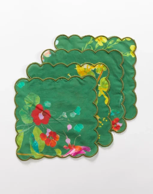 Discount Cynthia Rowley Scallop Embroidered Edge Cocktail Napkin GRNFL