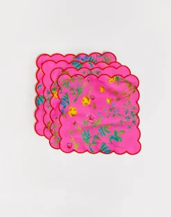 Sale Cynthia Rowley Scallop Embroidered Edge Cocktail Napkin PNKMT