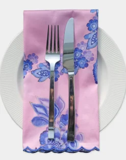 Sale Cynthia Rowley Scallop Embroidered Edge Dinner Napkin PNKBL