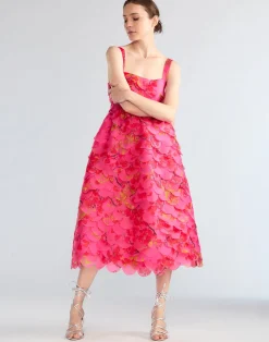 Discount Cynthia Rowley Scalloped Petal Midi Dress PNKMT