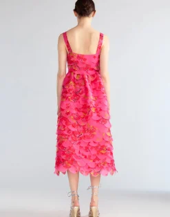 Discount Cynthia Rowley Scalloped Petal Midi Dress PNKMT