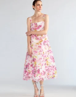 Fashion Cynthia Rowley Scalloped Petal Midi Dress WHTMT