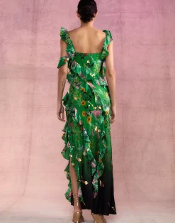 Best Cynthia Rowley Secret Garden Silk Dress GRNFL