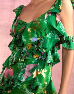 Best Cynthia Rowley Secret Garden Silk Dress GRNFL