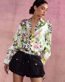 Outlet Cynthia Rowley Secret Garden Silk Shirt WHTMT