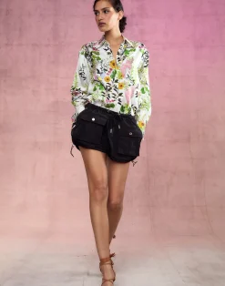 Outlet Cynthia Rowley Secret Garden Silk Shirt WHTMT
