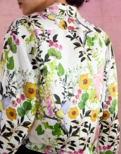 Outlet Cynthia Rowley Secret Garden Silk Shirt WHTMT