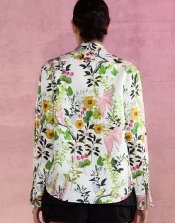 Outlet Cynthia Rowley Secret Garden Silk Shirt WHTMT