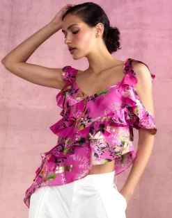 Online Cynthia Rowley Secret Garden Silk Top PNKFL