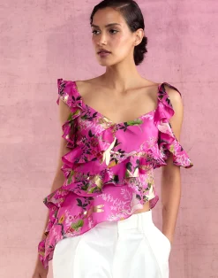 Online Cynthia Rowley Secret Garden Silk Top PNKFL