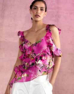 Online Cynthia Rowley Secret Garden Silk Top PNKFL