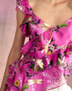 Online Cynthia Rowley Secret Garden Silk Top PNKFL