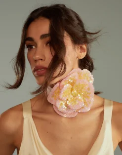 Hot Cynthia Rowley Sequin Flower Tie PNKMT