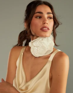 New Cynthia Rowley Sequin Flower Tie White