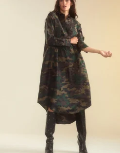 Clearance Cynthia Rowley Silk Taffeta Shirt Dress GRNCAM