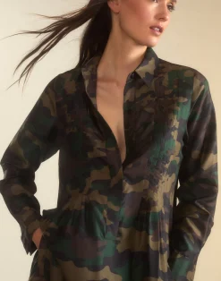 Clearance Cynthia Rowley Silk Taffeta Shirt Dress GRNCAM