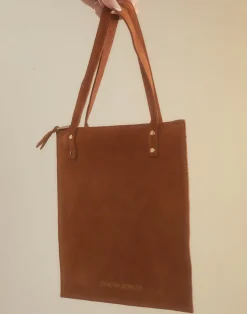 Fashion Cynthia Rowley Sleek Suede Tote BROWN