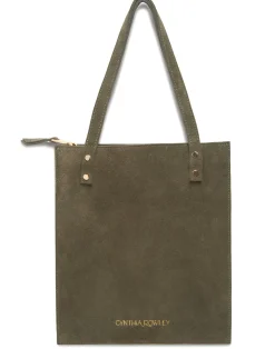 New Cynthia Rowley Sleek Suede Tote DRKGR