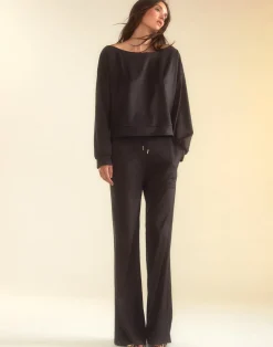 Outlet Cynthia Rowley Sleek Ultrasuede Lounge Pant BLACK