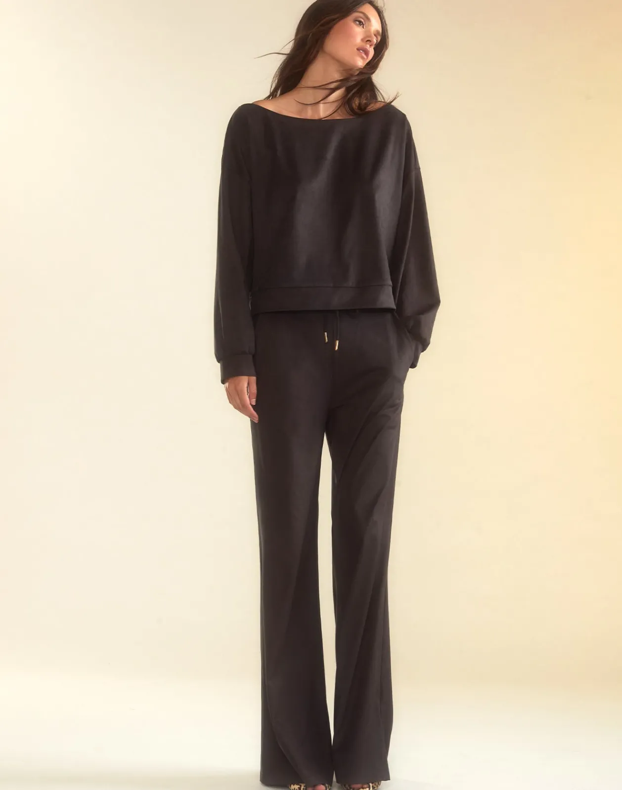 Outlet Cynthia Rowley Sleek Ultrasuede Lounge Pant BLACK