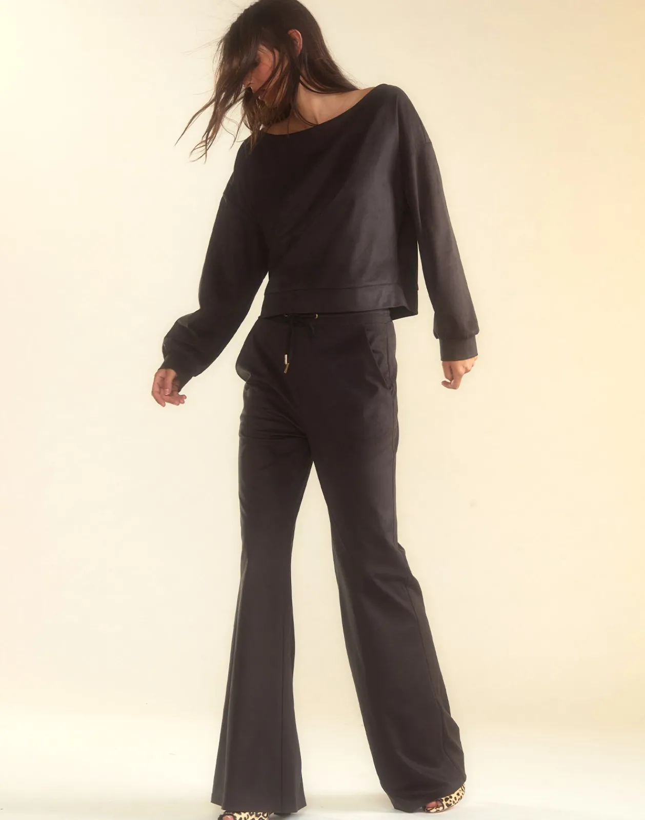 Outlet Cynthia Rowley Sleek Ultrasuede Lounge Pant BLACK