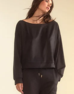 Sale Cynthia Rowley Sleek Ultrasuede Pullover BLACK