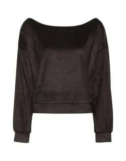Sale Cynthia Rowley Sleek Ultrasuede Pullover BLACK