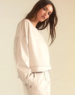 Clearance Cynthia Rowley Sleek Ultrasuede Pullover STONE