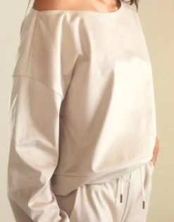 Clearance Cynthia Rowley Sleek Ultrasuede Pullover STONE