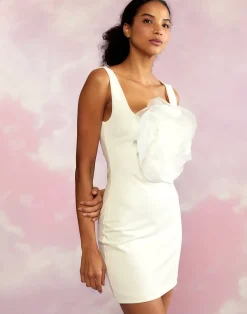 New Cynthia Rowley Sofia Organza Flower Dress White