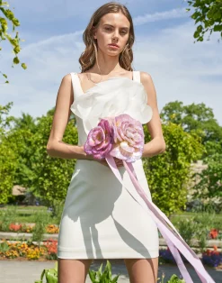 New Cynthia Rowley Sofia Organza Flower Dress White