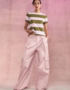 New Cynthia Rowley Stripe Tee GRNPK