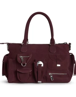 New Cynthia Rowley Suede Cargo Pocket Shoulder Bag OXBLD