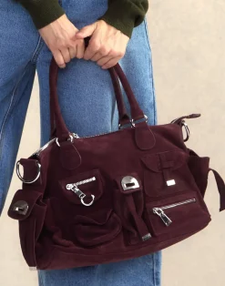 New Cynthia Rowley Suede Cargo Pocket Shoulder Bag OXBLD