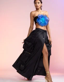 Discount Cynthia Rowley Taffeta Cargo Skirt BLACK